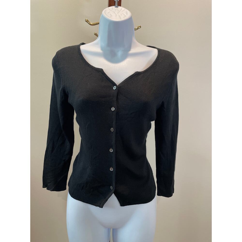 Ann Taylor 100% Silk lightweight Cardigan Black Size S